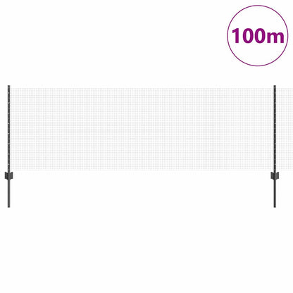 Zaun mit Pfosten Grau 0,8 x 100 m Stahl