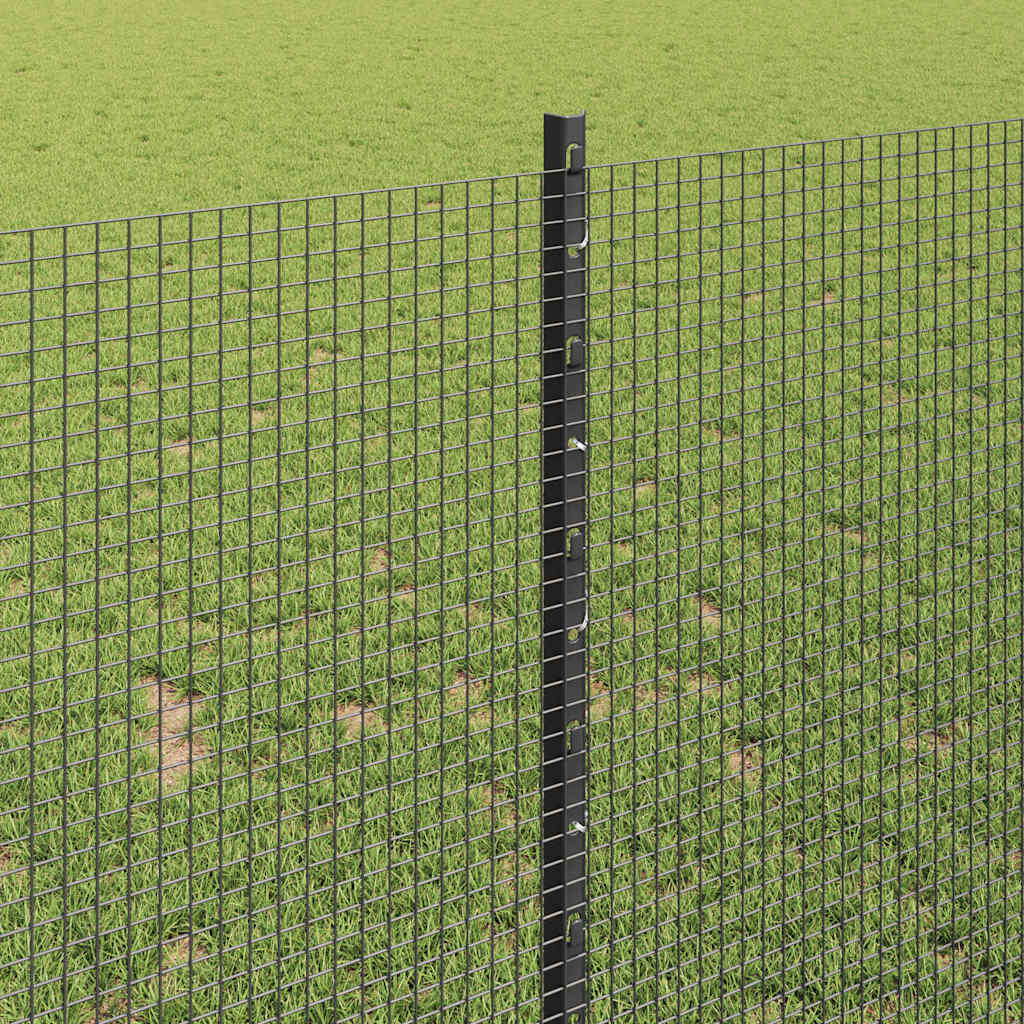 Zaun mit Pfosten Grau 1 x 100 m Stahl