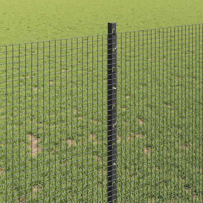 Zaun mit Pfosten Grau 1 x 100 m Stahl