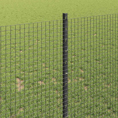 Zaun mit Pfosten Grau 1 x 100 m Stahl