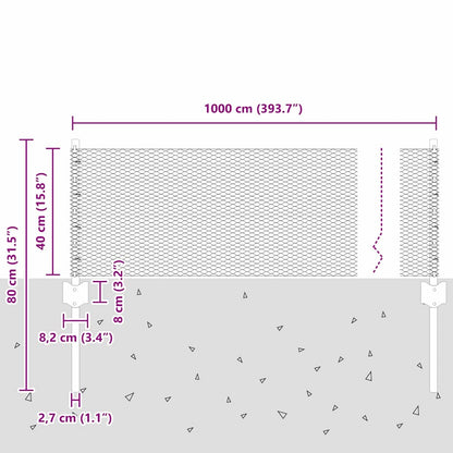 Zaun mit Pfosten Grün 0,4 x 10 m Stahl