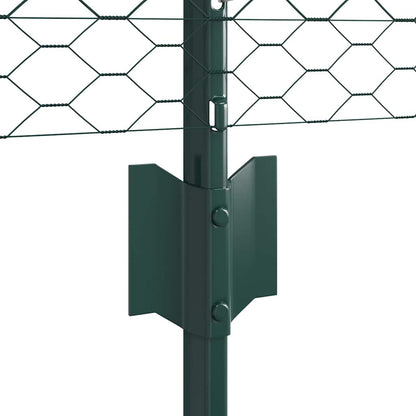 Zaun mit Pfosten Grün 0,4 x 10 m Stahl