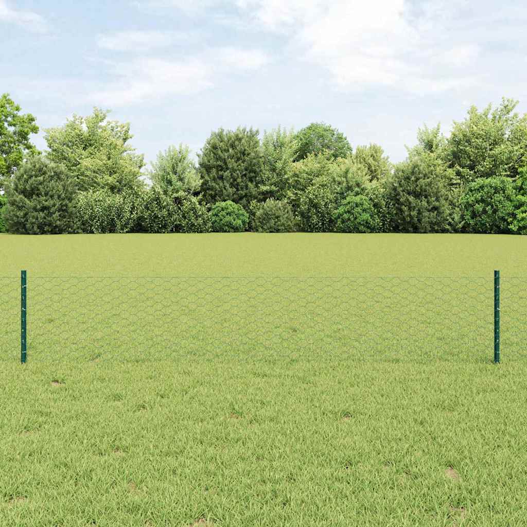Zaun mit Pfosten Grün 0,4 x 10 m Stahl