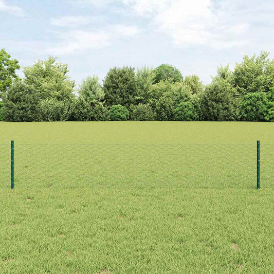 Zaun mit Pfosten Grün 0,4 x 10 m Stahl