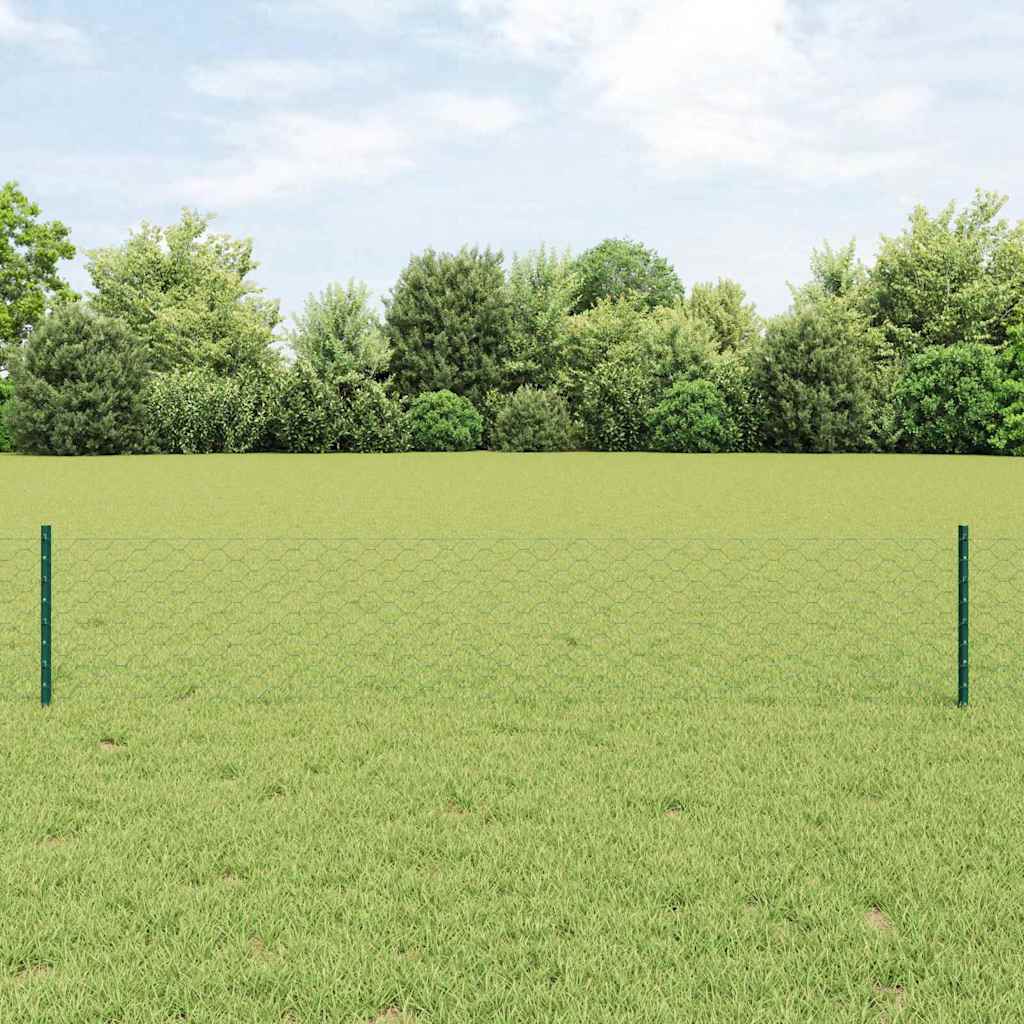 Zaun mit Pfosten Grün 0,4 x 10 m Stahl