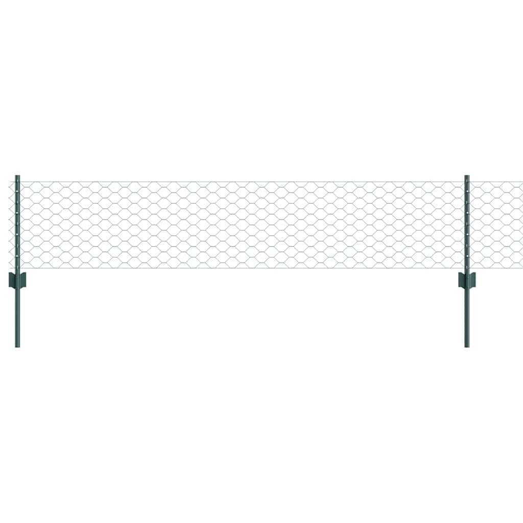 Zaun mit Pfosten Grün 0,4 x 10 m Stahl
