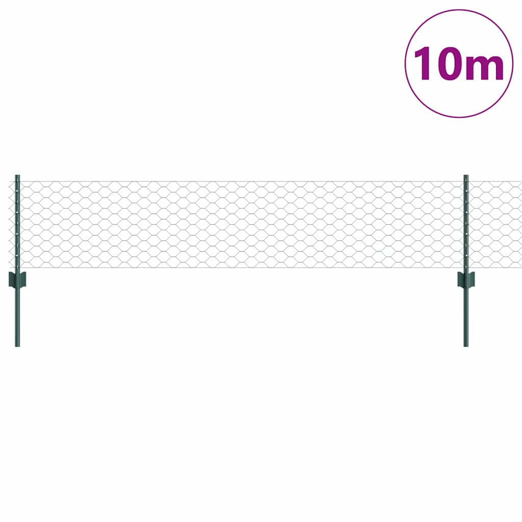 Zaun mit Pfosten Grün 0,4 x 10 m Stahl