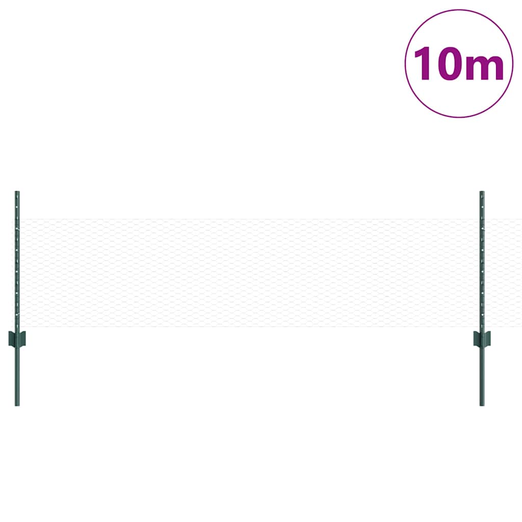 Zaun mit Pfosten Grün 0,5 x 10 m Stahl