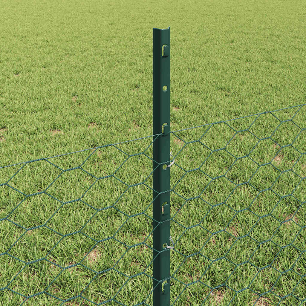 Zaun mit Pfosten Grün 0,5 x 10 m Stahl
