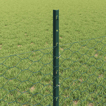 Zaun mit Pfosten Grün 0,5 x 10 m Stahl