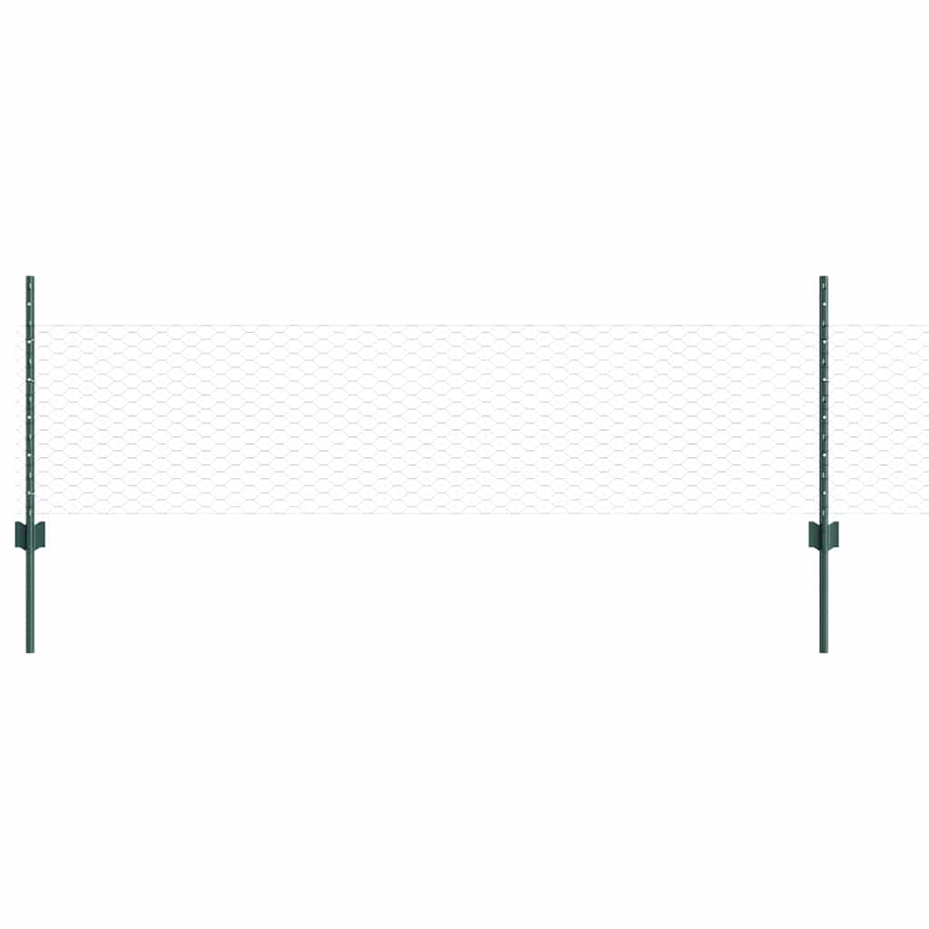 Zaun mit Pfosten Grün 0,5 x 10 m Stahl