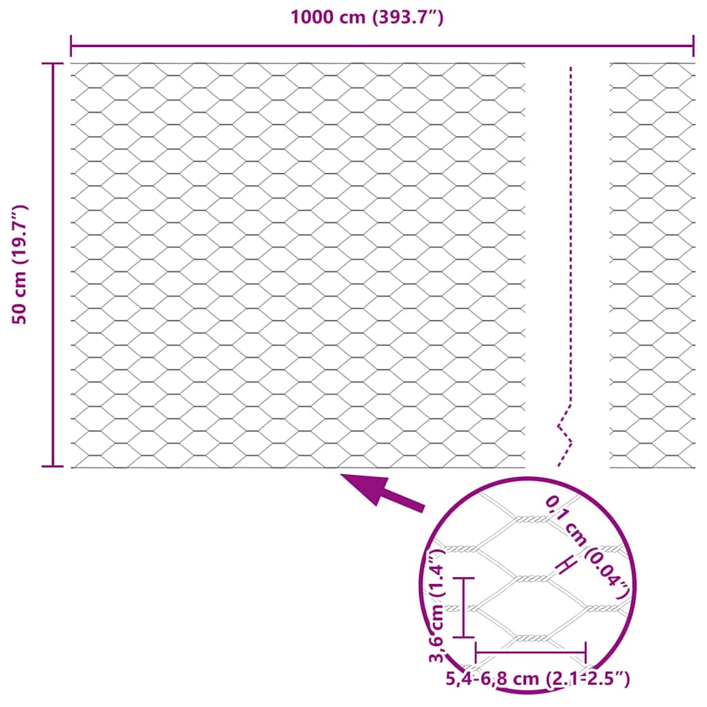 Zaun mit Pfosten Grün 0,5 x 10 m Stahl