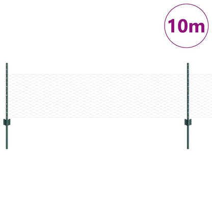 Zaun mit Pfosten Grün 0,5 x 10 m Stahl