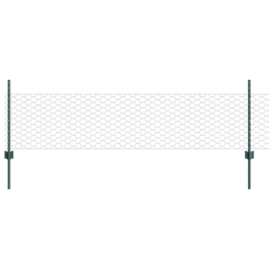 Zaun mit Pfosten Grün 0,5 x 10 m Stahl