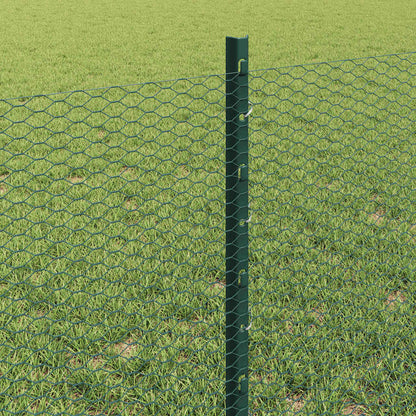 Zaun mit Pfosten Grün 0,6 x 10 m Stahl