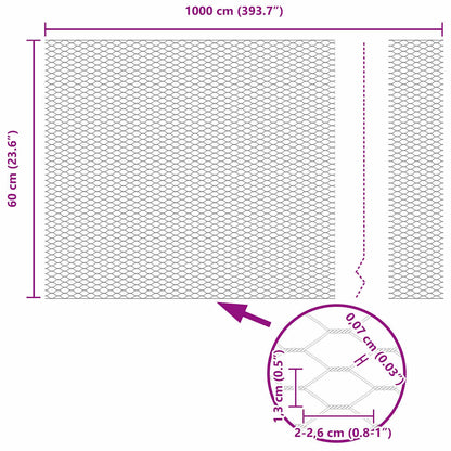 Zaun mit Pfosten Grün 0,6 x 10 m Stahl