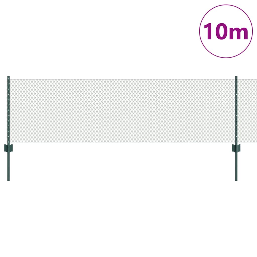 Zaun mit Pfosten Grün 0,6 x 10 m Stahl