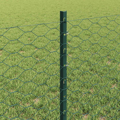 Zaun mit Pfosten Grün 0,6 x 10 m Stahl