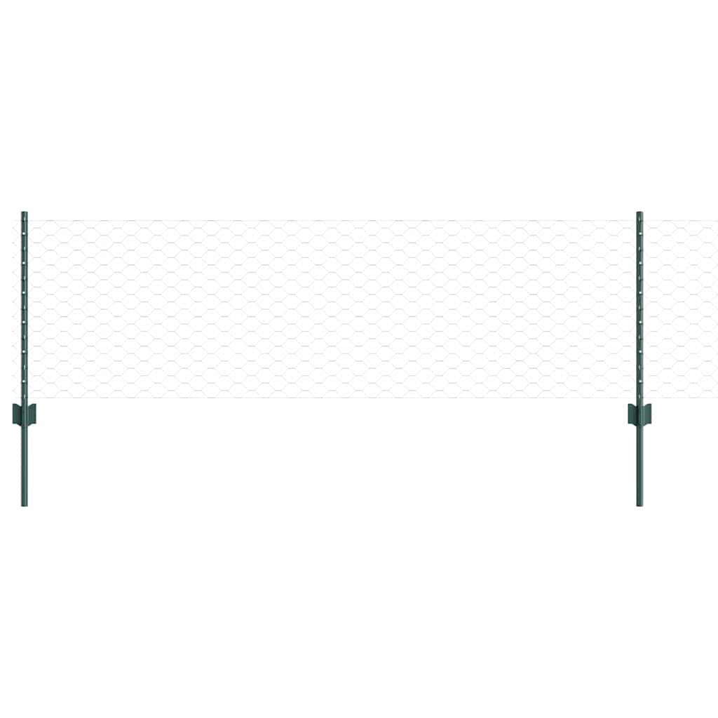 Zaun mit Pfosten Grün 0,6 x 10 m Stahl