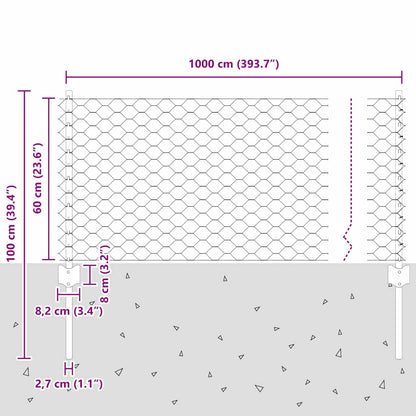 Zaun mit Pfosten Grün 0,6 x 10 m Stahl