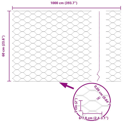 Zaun mit Pfosten Grün 0,6 x 10 m Stahl