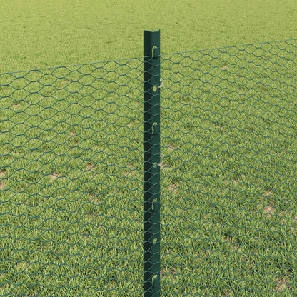 Zaun mit Pfosten Grün 0,8 x 10 m Stahl