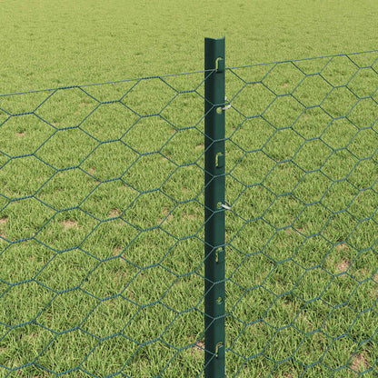 Zaun mit Pfosten Grün 0,8 x 10 m Stahl