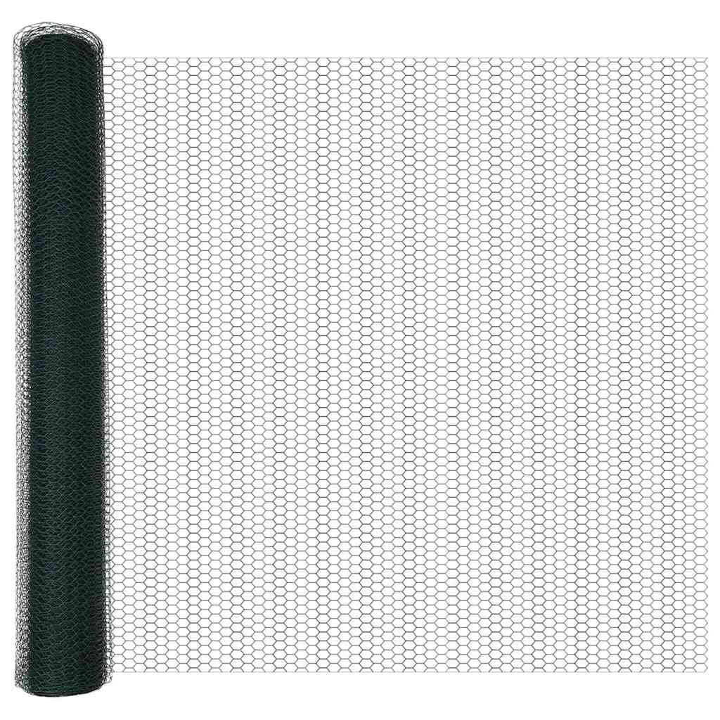 Zaun mit Pfosten Grün 1 x 10 m Stahl