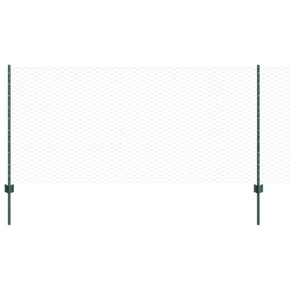 Zaun mit Pfosten Grün 1 x 10 m Stahl
