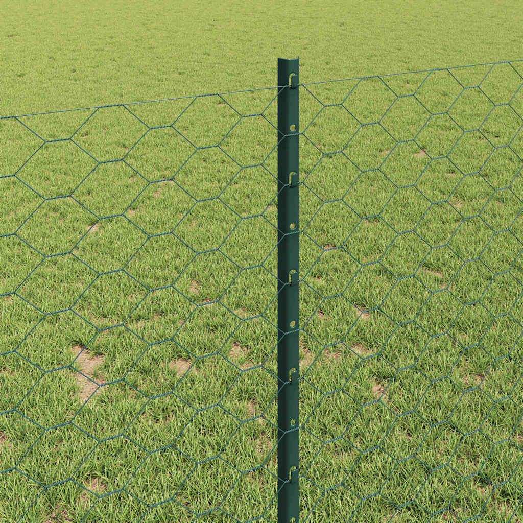 Zaun mit Pfosten Grün 1 x 10 m Stahl