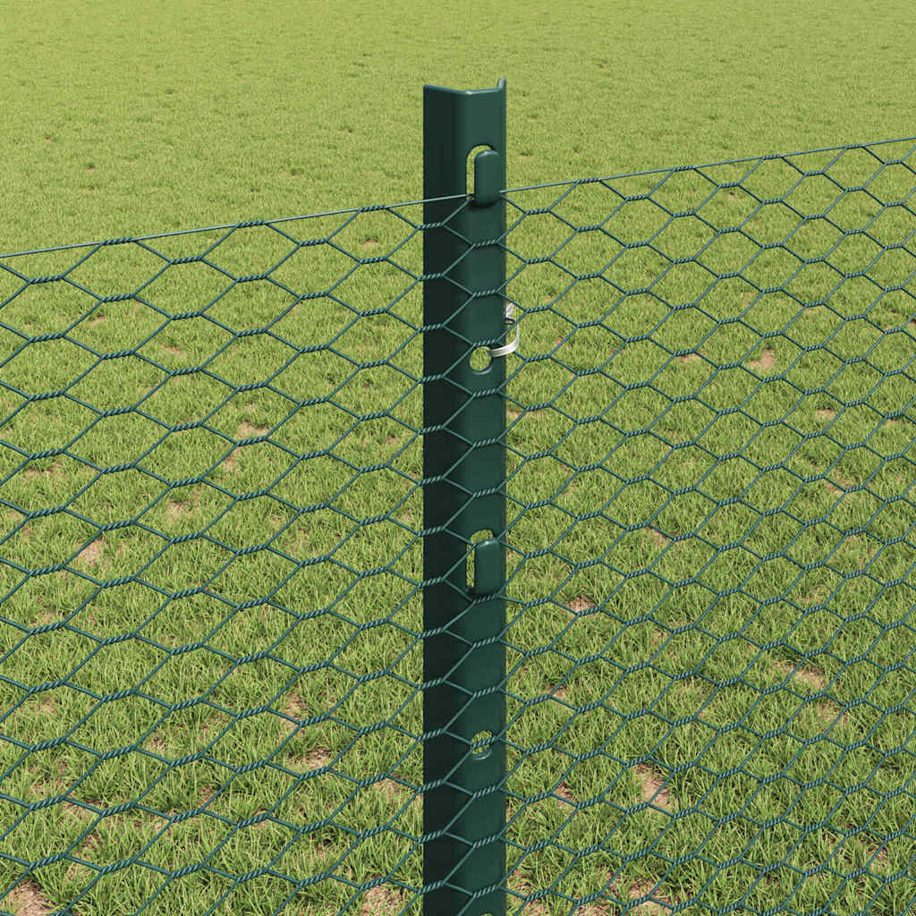 Zaun mit Pfosten Grün 1,2 x 10 m Stahl