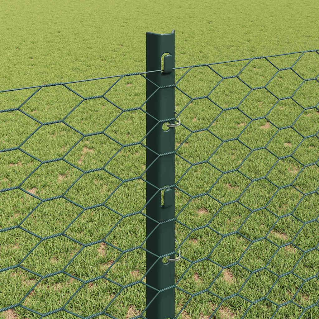 Zaun mit Pfosten Grün 1,2 x 10 m Stahl