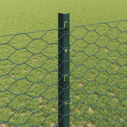 Zaun mit Pfosten Grün 1,2 x 10 m Stahl