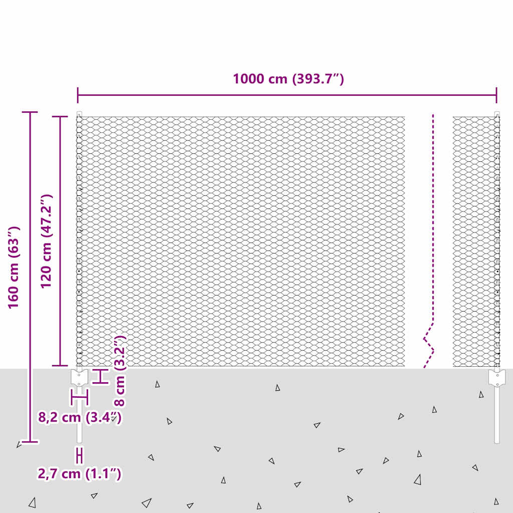 Zaun mit Pfosten Grün 1.2 x 10 m Stahl