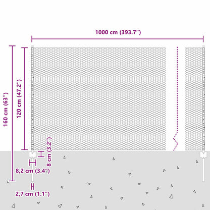 Zaun mit Pfosten Grün 1.2 x 10 m Stahl