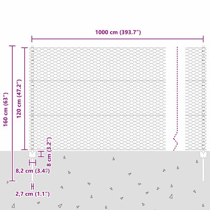 Zaun mit Pfosten Grün 1.2 x 10 m Stahl