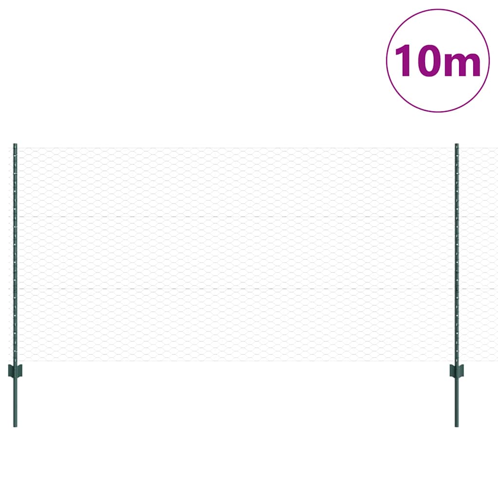 Zaun mit Pfosten Grün 1.2 x 10 m Stahl