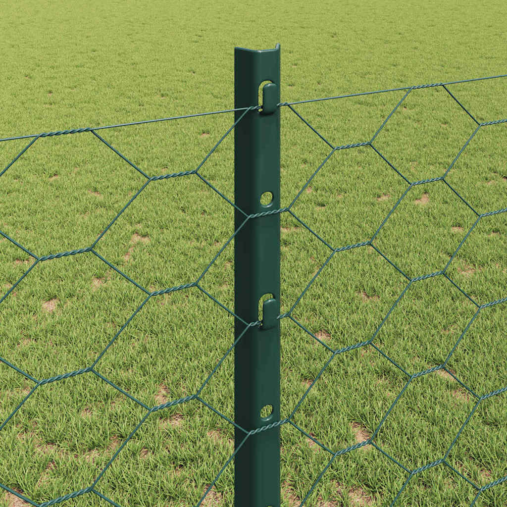 Zaun mit Pfosten Grün 1,2 x 10 m Stahl