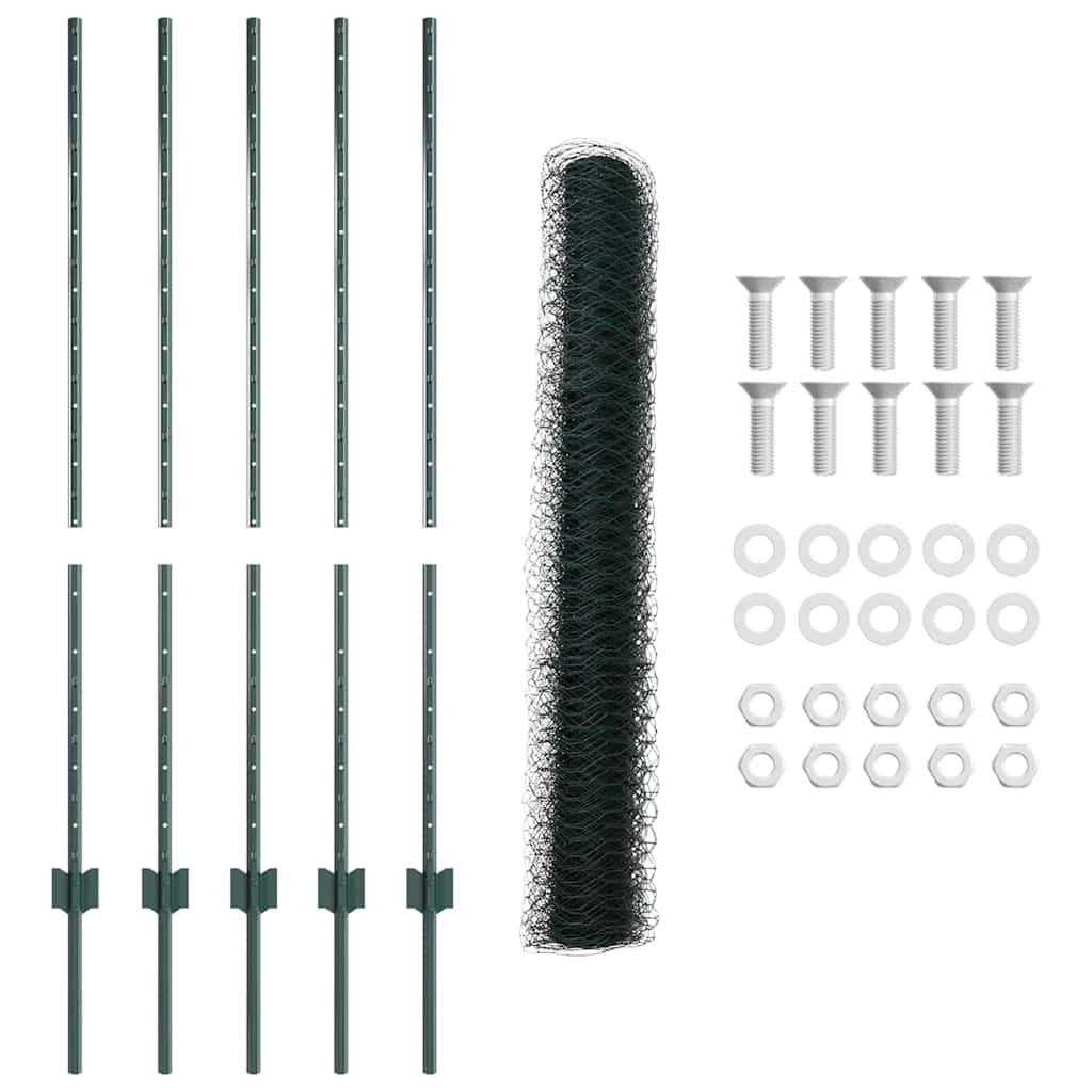 Zaun mit Pfosten Grün 1.2 x 10 m Stahl