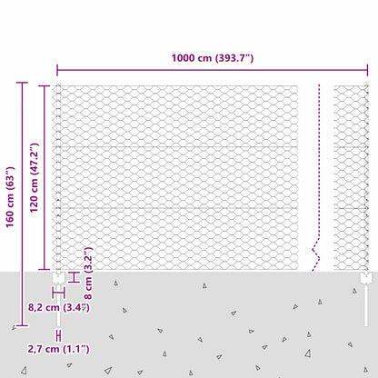 Zaun mit Pfosten Grün 1.2 x 10 m Stahl