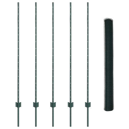 Zaun mit Pfosten Grün 1.4 x 10 m Stahl