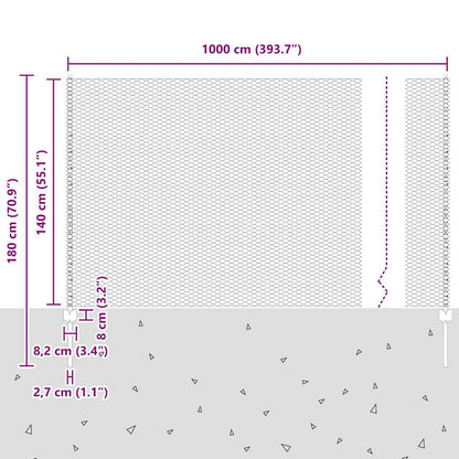 Zaun mit Pfosten Grün 1.4 x 10 m Stahl