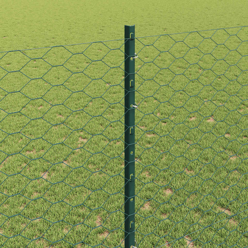 Zaun mit Pfosten Grün 1,4 x 10 m Stahl