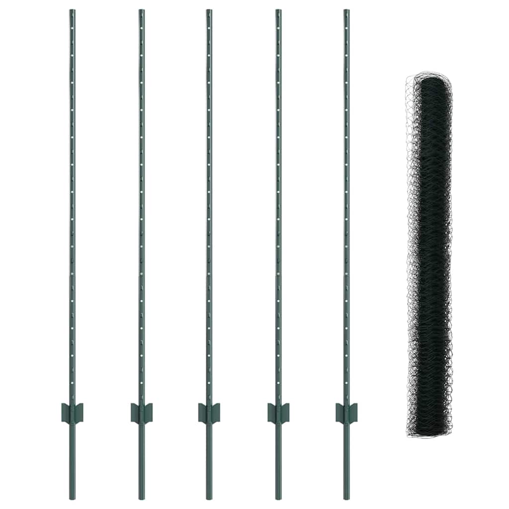 Zaun mit Pfosten Grün 1.4 x 10 m Stahl