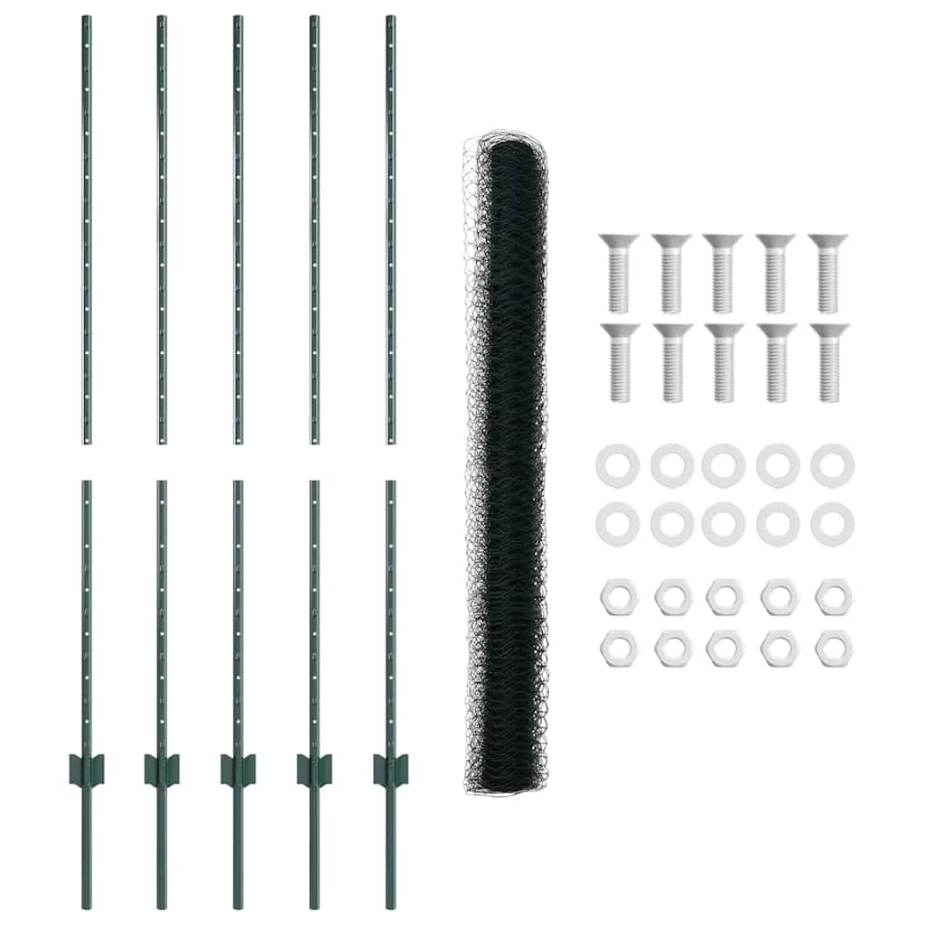 Zaun mit Pfosten Grün 1.4 x 10 m Stahl