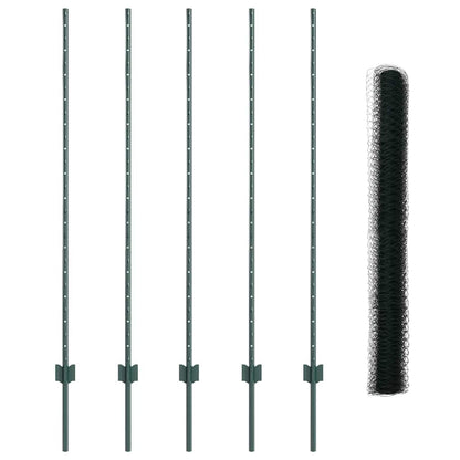 Zaun mit Pfosten Grün 1.4 x 10 m Stahl
