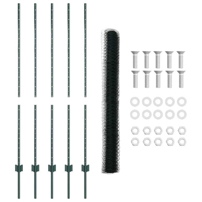 Zaun mit Pfosten Grün 1.4 x 10 m Stahl