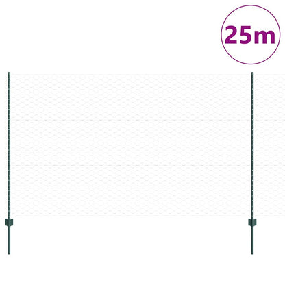Zaun mit Pfosten Grün 1.4 x 10 m Stahl