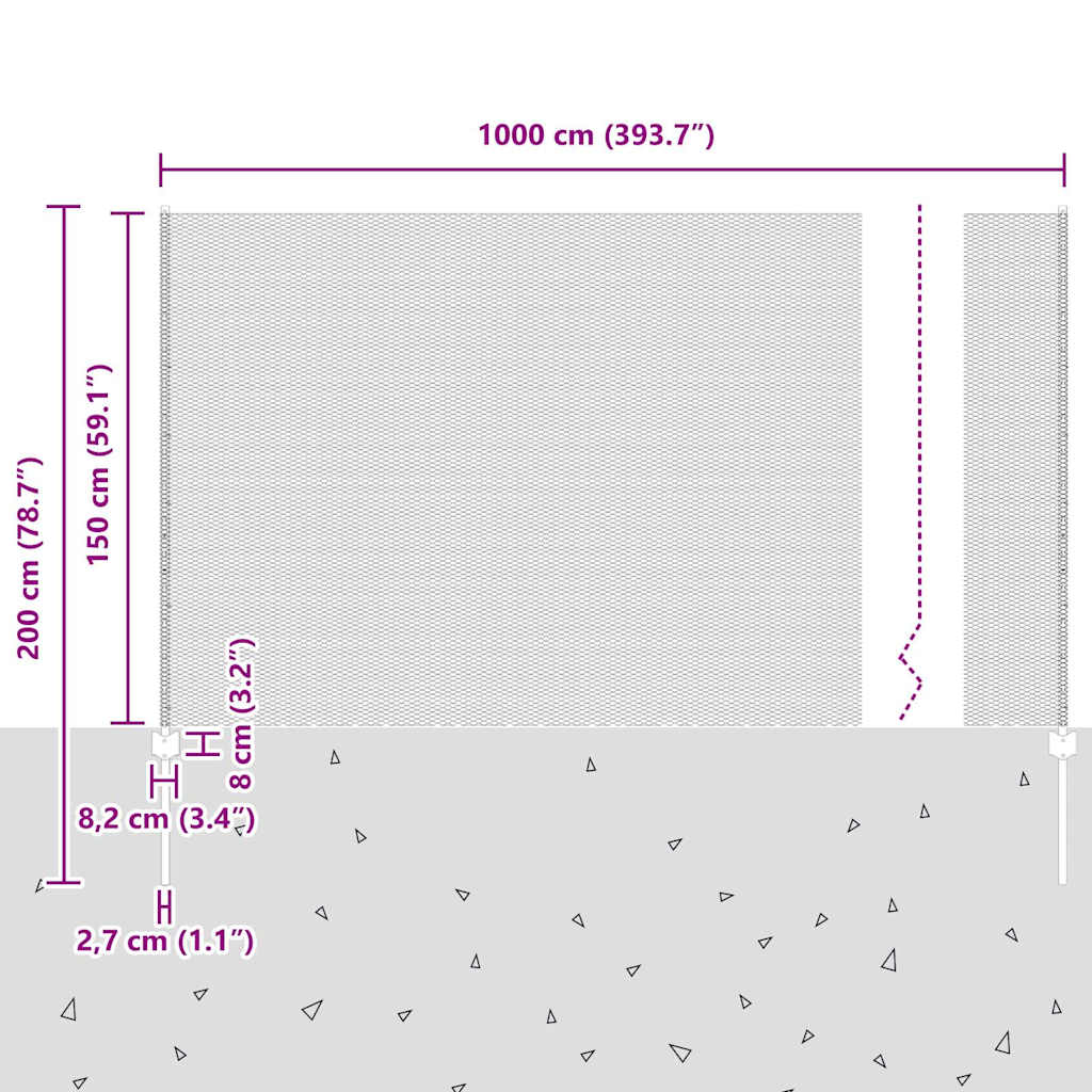 Zaun mit Pfosten Grün 1.5 x 10 m Stahl