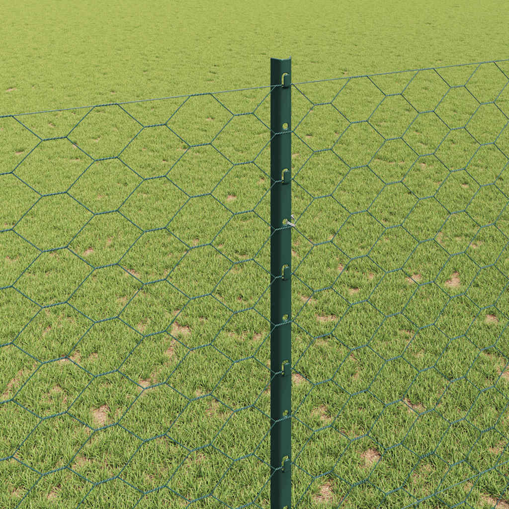 Zaun mit Pfosten Grün 1,5 x 10 m Stahl